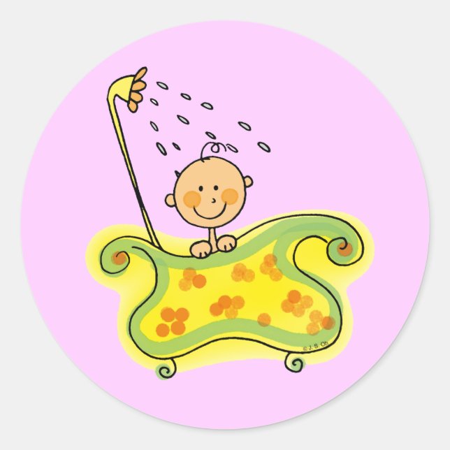 Babydusche (Mädchen) Runder Aufkleber (Vorderseite)