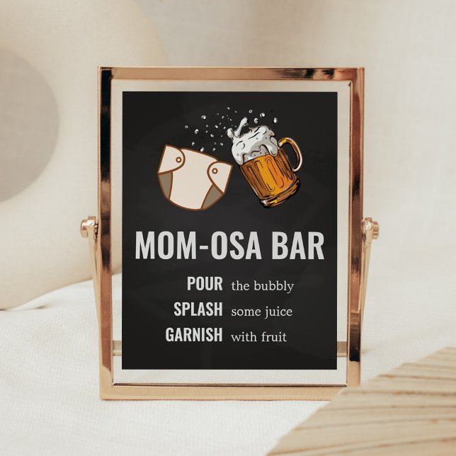 Babydusche Mama Osa Bar Poster (Beer And Diaper Baby is Brewing Baby Shower Mom Osa Bar Sign)