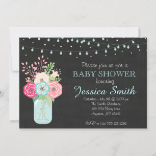 Babydusche - Mason Jar/Lights Einladung