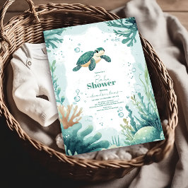 Babydusche Meerschildkröte Wasserfarbe Babydusche Einladung