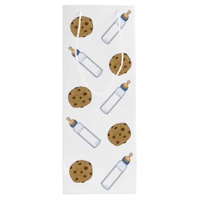 Babydusche Milch und Cookies Neues Babygeschenk Geschenktüte Für Weinflaschen (Rückseite)