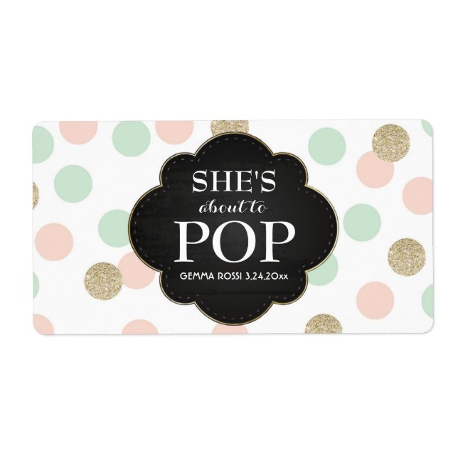 Babydusche Mini Champagner Etikett Geschlecht neut (Vorne)