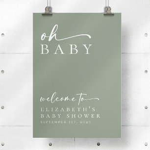 Babydusche Minimalistisch Baby Begrüßungszeichen Poster