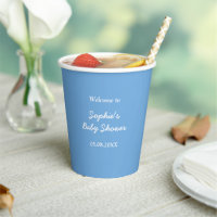 Babydusche Minimalistisch Blue Paper Cups