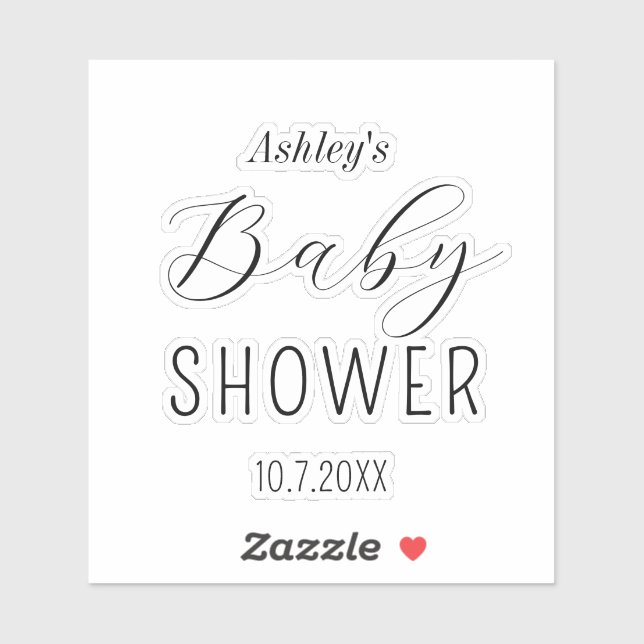 Babydusche Minimalistische Kalligrafie Aufkleber (Blatt)
