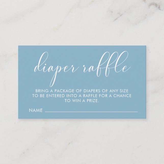 Babydusche Minimalistisches Blue Diaper Raffle Begleitkarte (Vorderseite)