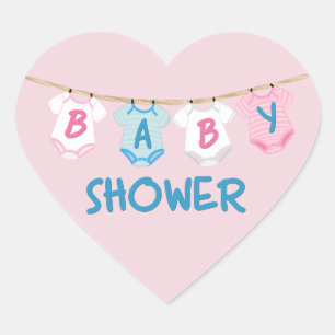 Babydusche mit Baby-Kleidung Herz-Aufkleber