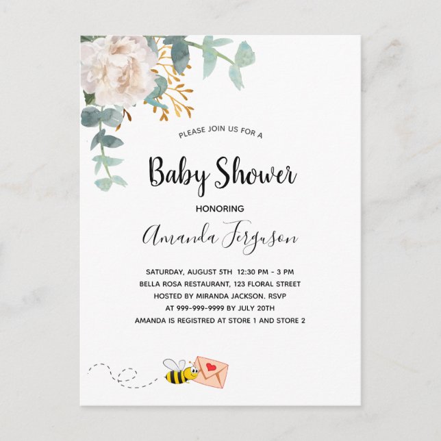 Babydusche mit blühender Vegetation niedlich Mama  Postkarte (Vorderseite)