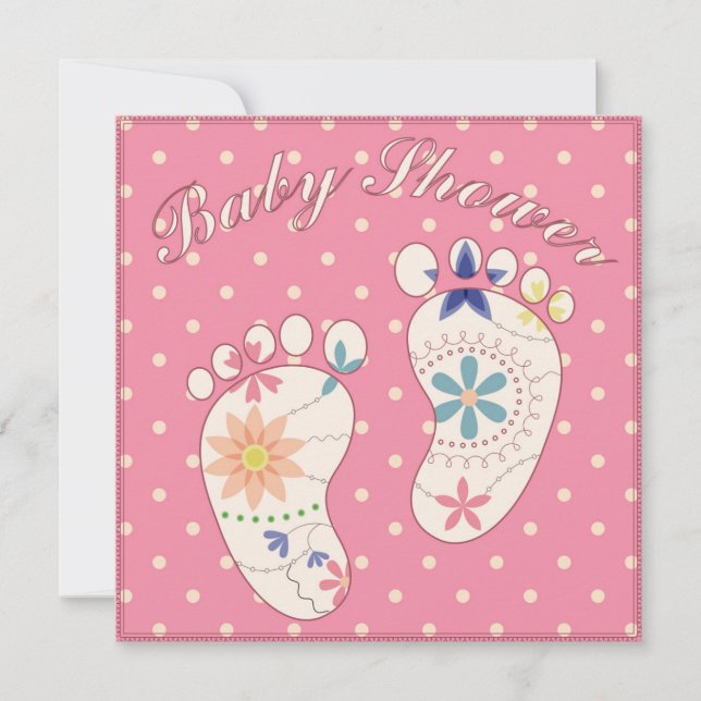 Babydusche mit den Füßen rosa Einladung (Vorderseite)