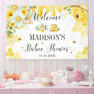 Babydusche mit gelber Blüte Begrüßung Banner