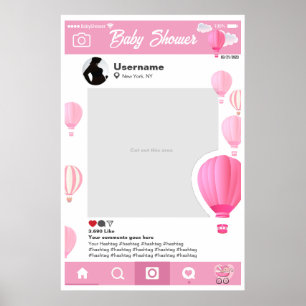 Babydusche mit individueller Selfie-Rahmen Globos Poster