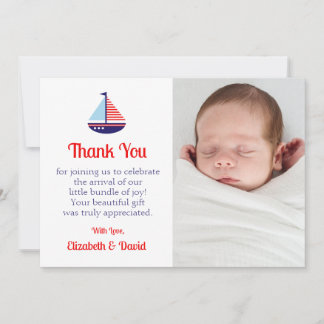 Babydusche mit Nautical Sailboat Dankeskarte