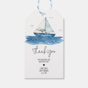 Babydusche mit Nautical Sailboat - Tags Geschenkanhänger