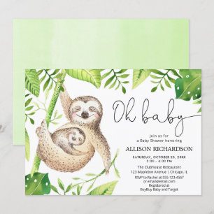 Babydusche mit niedlicher, tropischer Vegetation Einladung