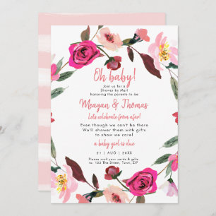 Babydusche mit Post von einer weit rosa Babydusche Einladung