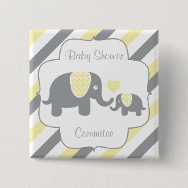 Babydusche mit weißen, gelben und grauen Streifen Button