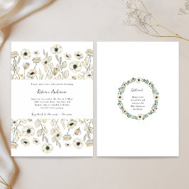 Babydusche mit weißer Blume + Buchungsanfrage Einladung