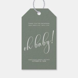 Babydusche Moderne Script Sage Fvor Tag Geschenkanhänger