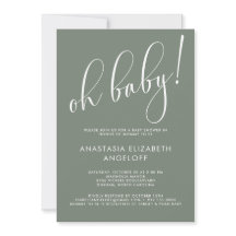 Babydusche Moderne Script Sage Green Einladung