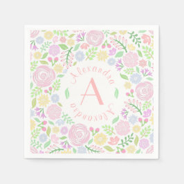 Babydusche Monogram Floral Paper Napkin Serviette