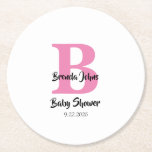Babydusche Monogramme Pink White Niedlich Simple Runder Pappuntersetzer<br><div class="desc">Entworfen mit Text-Vorlagen für mit Monogramm Initial & Name,  die Sie anpassen können! Ideal für Baby Dusche Party,  aber Sie können den Text zu Anzug auch für eine andere Veranstaltung bearbeiten!</div>