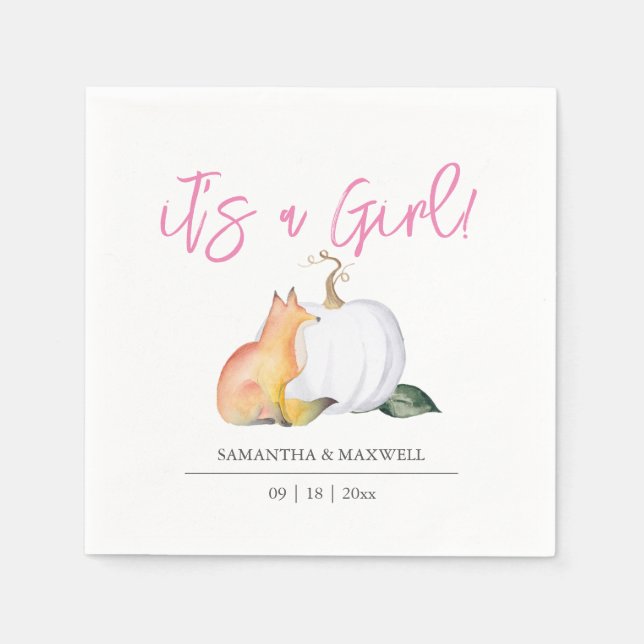 Babydusche Napkins Fall Woodland Pumpkin Serviette (Vorderseite)