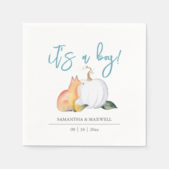 Babydusche Napkins Fall Woodland Pumpkin Serviette (Vorderseite)