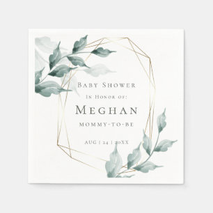 Babydusche Napkins  Grayed Jade Green Botanical Serviette