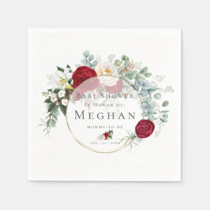Babydusche Napkins Lebhafte Red Peony Bouquet Serviette