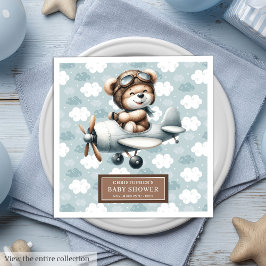 Babydusche Napkins Teddy Bear Pilot Party Dekorati Serviette