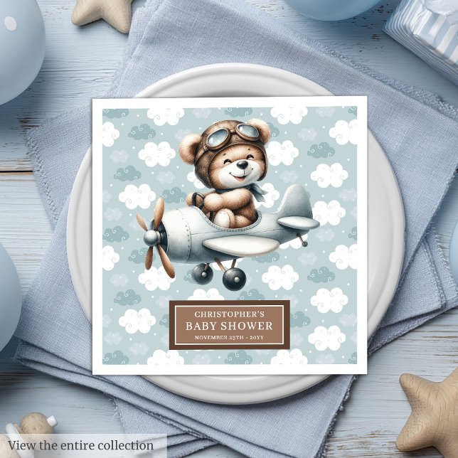 Babydusche Napkins Teddy Bear Pilot Party Dekorati Serviette (Baby Shower Napkins Teddy Bear Pilot Party Decor)