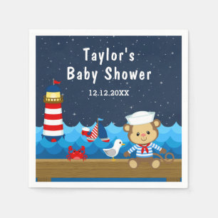 Babydusche Nautic Boy Monkey Red and Navy Serviette