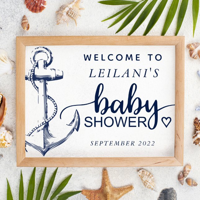 Babydusche Nautical Anchor Willkommensweiß Poster (Von Creator hochgeladen)