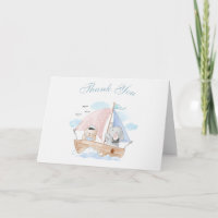 Babydusche Nautical Elephant Bear Boat Danke