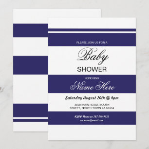 Babydusche Navy & White Stripe Party Chic Einladun Einladung