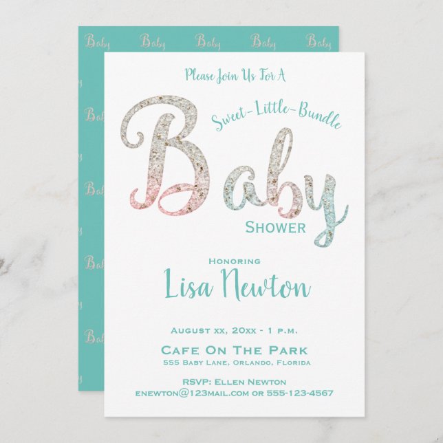 Babydusche, neue Babydusche, Einladung (Vorne/Hinten)