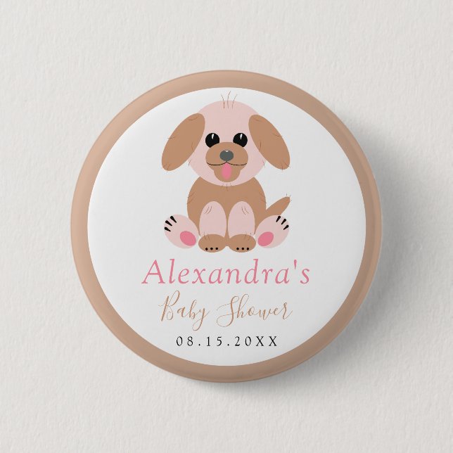 Babydusche neutrale Personalisierte Welpe Button (Vorderseite)