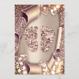 Babydusche New Girl Boy Feet Glamour Rose 3D VIP Einladung