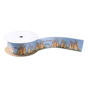 Babydusche Niedlich Blaues Kaninchen Personalisier Satinband
