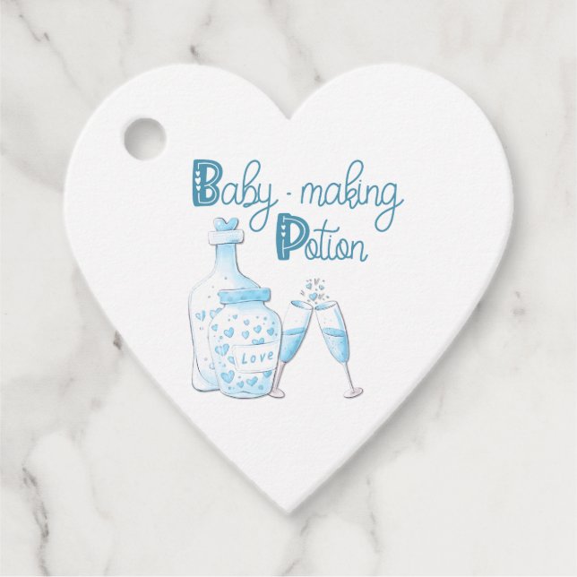 Babydusche Niedlich Blue Baby Maaking Pose Geschenkanhänger (Vorderseite)