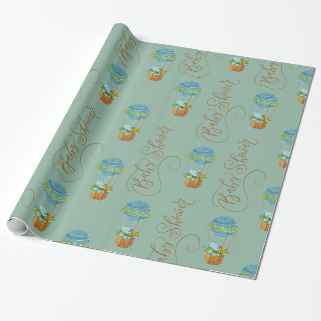 Babydusche niedlich Elephant Geschenkpapier (Ungerollt)
