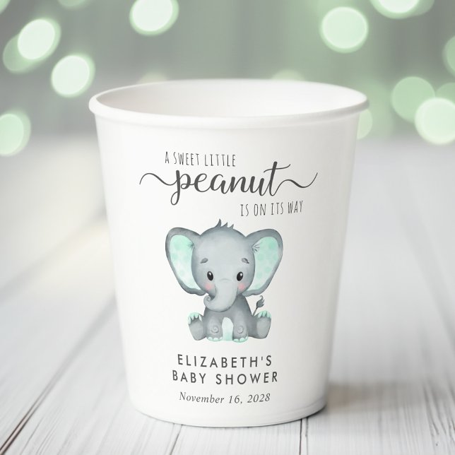 Babydusche Niedlich Elephant Mint Green Pappbecher (Von Creator hochgeladen)