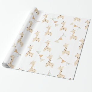 Babydusche niedlich Giraffe Geschenkpapier