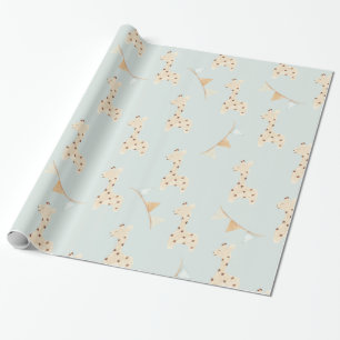 Babydusche niedlich Giraffe Geschenkpapier