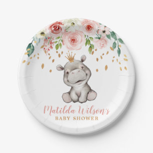 Babydusche Niedlich Hippo Papierplatte Pappteller