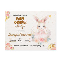 Babydusche - Niedlich rosafarbener Hase. bearbeitb