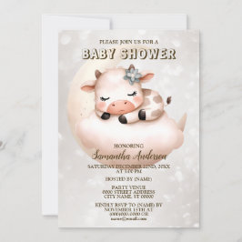 Babydusche Niedlich Schlafen Baby Calf Tier Einladung