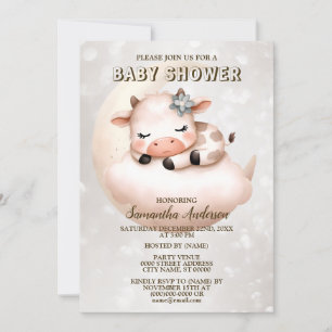Babydusche Niedlich Schlafen Baby Calf Tier Einladung