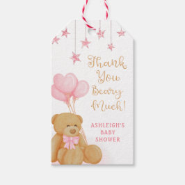 Babydusche Niedlich Teddy Bear Pink Balloons Stars Geschenkanhänger