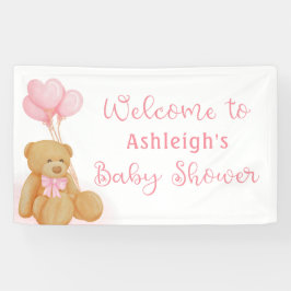 Babydusche Niedlich Teddy Bear Pink Herzblasen Banner